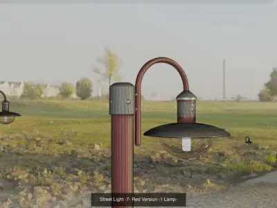 Street Light -7- Red  Version 3D Model Pack