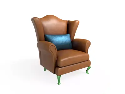 Wingback Chairs 013 Low-poly 3D model
