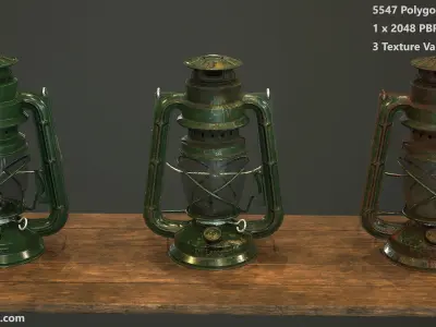 Oil Lantern - 3 texture variations  Low-poly 3D model