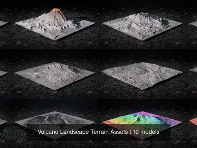 Volcano Landscape Terrain Assets 3D Model Pack