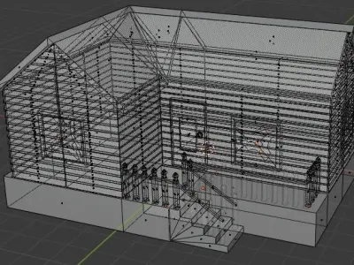 Old Abandoned Wooden House Low-poly 3D model