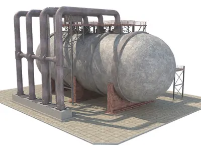 Industrial Silo 04 Low-poly 3D model