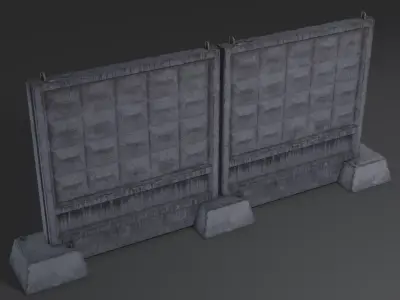 Soviet concrete fence Low-poly 3D model