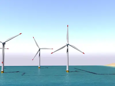 Offshore Wind Farm Scene 3D model