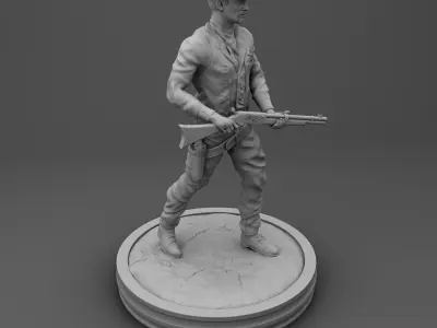 Sheriff statue of cowboy holding gun 3D print model