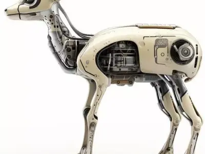 Mechanical Deer Futuristic Robot Animal Exposed Gears 3D Low-poly 3D model