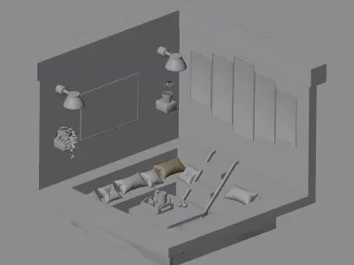 Modern Cozy Loft Living Room 3D model