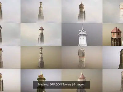 Medieval DRAGON Towers 3D Model Pack