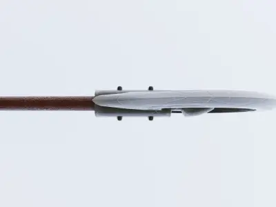 Stylized type circular bladed spear Low-poly 3D model