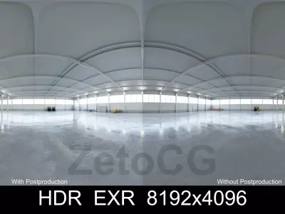 HDRI - Warehouse Interior 5b - 8192x4096 - 2 versions Texture
