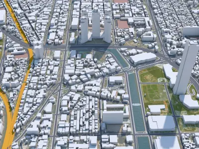 Busan Downtown South Korea Low-poly 3D model