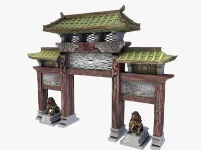 Asian Gateway Low-poly 3D model