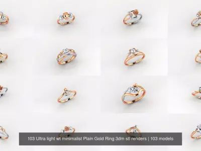 103 Ultra light wt minimalist Plain Gold Ring 3dm stl renders 3D Model Pack