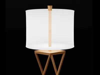 Table Lamp with Fabric Shade Low-poly 3D model