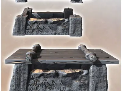 Egyptian Shelter with Hieroglyphic Inscriptions and Wooden Roof  3D print model