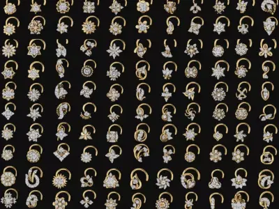 The Ultimate 250 plus  Diamond Nose Pin CAD Pack 3D print model