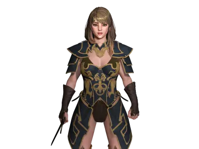 AAA 3D FANTASY FEMALE WARIOR KNIGHT-REALISTIC RIG GAME CHARACTER