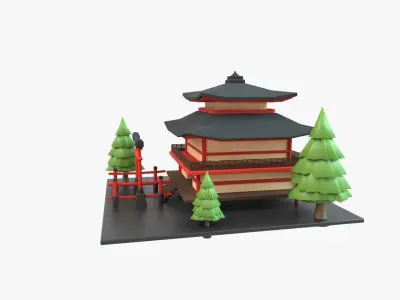 Temple Japanese 3D Illustration 3D model