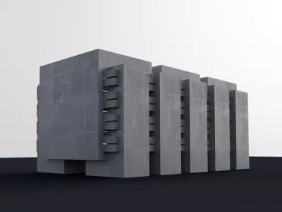 Brutalist Building 03 Low-poly 3D model
