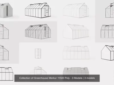 Collection of Greenhouse Merkur 11500 Poly - 3 Models 3D Model Pack