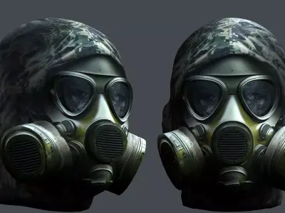 Gas mask helmet 3d model military combat Low-poly Low-poly 3D model