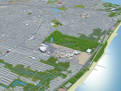 Staten Island New York USA 40km Low-poly 3D model