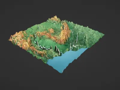 Romania  Map Topography Low-poly 3D model