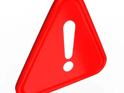 Red Warning Attention Sign Low-poly 3D model