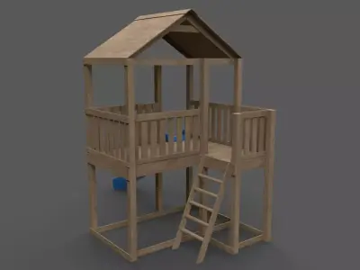 PBR Small Backyard Playground Fort A  Low-poly 3D model