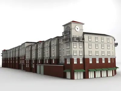 Large Residential Building Apartments Condominiums Low-poly 3D model