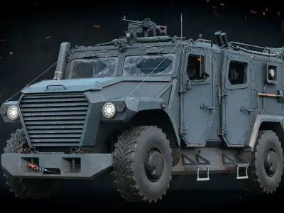  4 Armored Military Cars with Interior Realtime Pack 