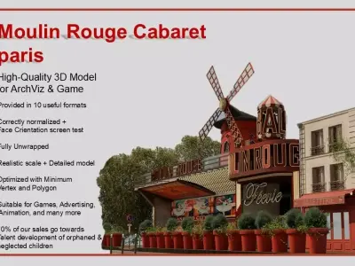 Moulin Rouge Cabaret Low-poly 3D model