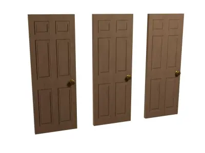 Door with Brass Handle Free low-poly 3D model
