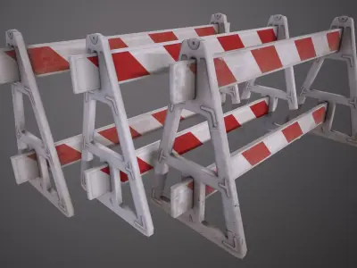 A-frame plastic construction barrier Low-poly 3D model