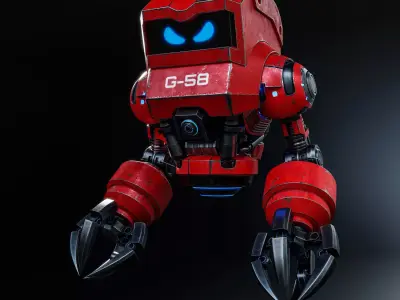 Cute Space Robot Rigged G-58 Red 3D model