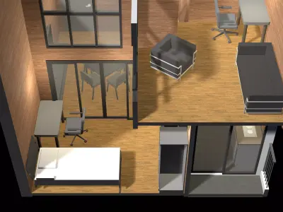 Apartment room in section cut 25-66 3D model