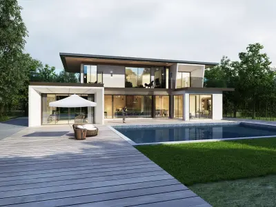 villa Low-poly 3D model