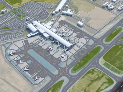 Larnaca International Airport 10km Low-poly 3D model