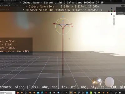 Street Light 1 Galvanized 10000mm 2F 1P Low-poly 3D model