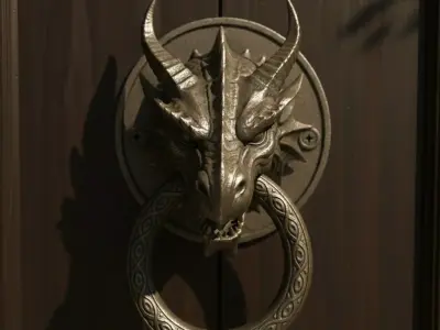   dragon Head Door Knocker  Low-poly 3D model