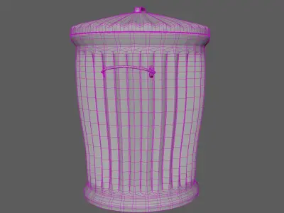 Trash Can Game Ready PBR Low-poly 3D model