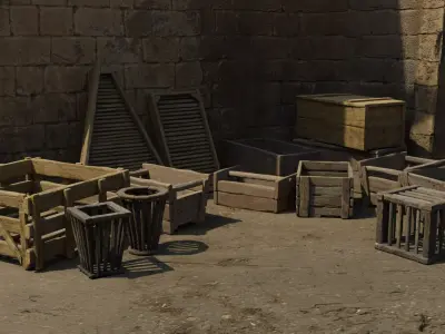 Mediveval crates megapack Low-poly 3D model