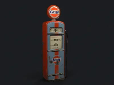 Vintage Oil Pump Low-poly 3D model
