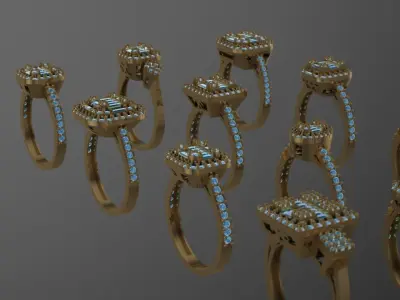 14 Wedding and engagement Ring light version 3D print model