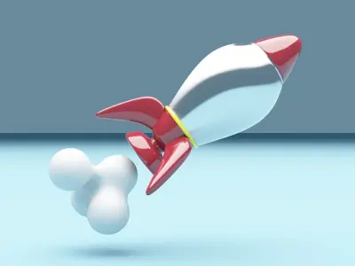 Cartoon rocket 3D model Textured