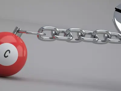 C Snooker Ball with Keychain 3D model