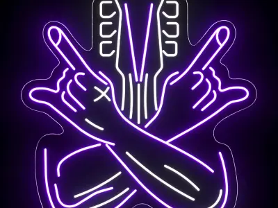 Guitar Rock Neon Sign 3D model