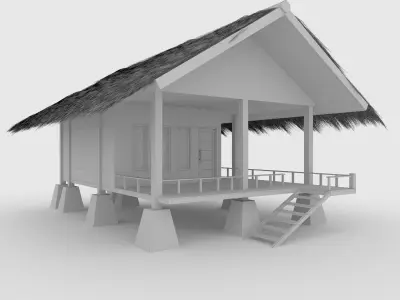 Cabin 1 Thatch Roof Low-poly 3D model