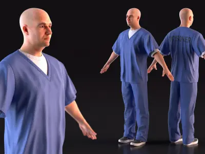  Prisoner in Blue Uniform A-Pose 