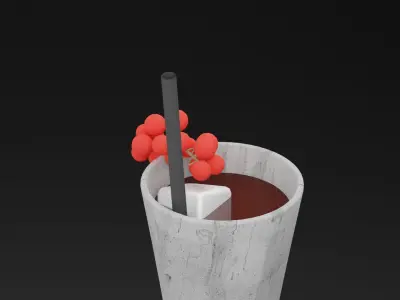 Berry Fizz Juice Low-poly 3D model